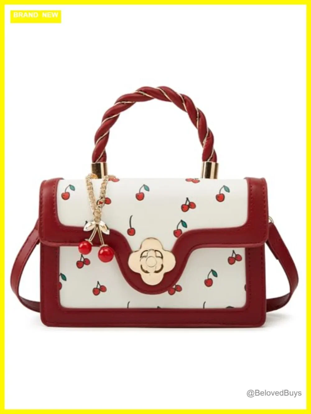 Cute Cherry Vegan Leather Shoulder Crossbody Bag Fashion Purse Small Totes
